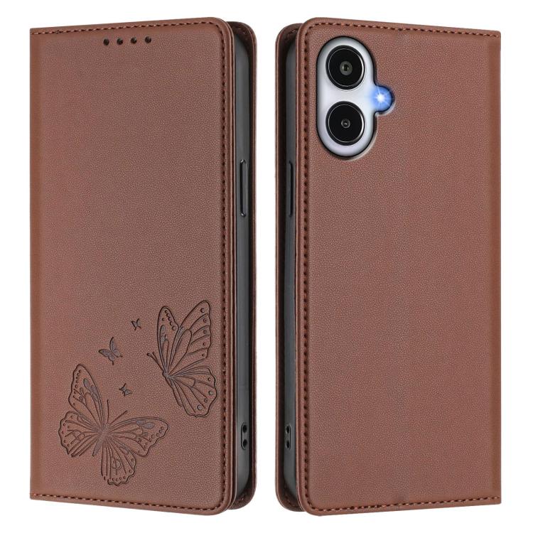 For Galaxy A25e Strong Magnetic Dual Butterfly RFID Vegan Leather Phone Case