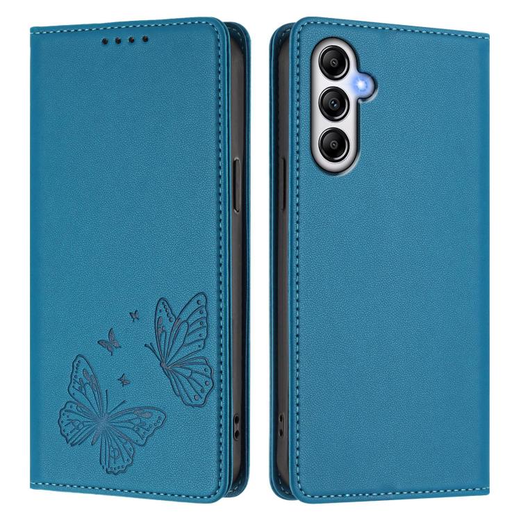 For Galaxy A35 5G Strong Magnetic Dual Butterfly RFID Vegan Leather Phone Case