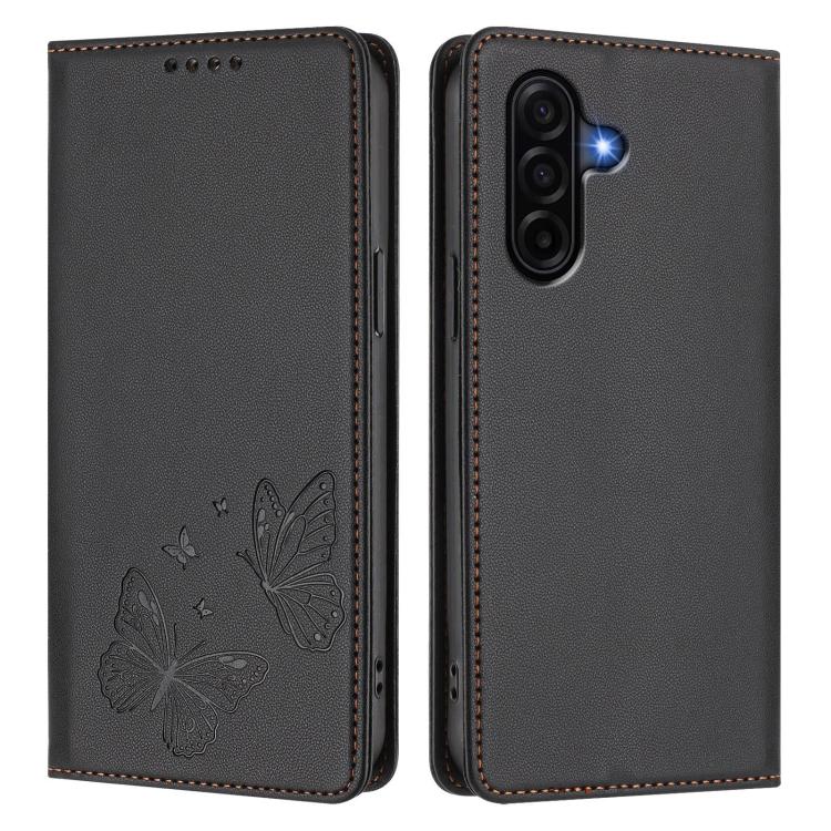 For Galaxy A37 5G Strong Magnetic Dual Butterfly RFID Vegan Leather Phone Case