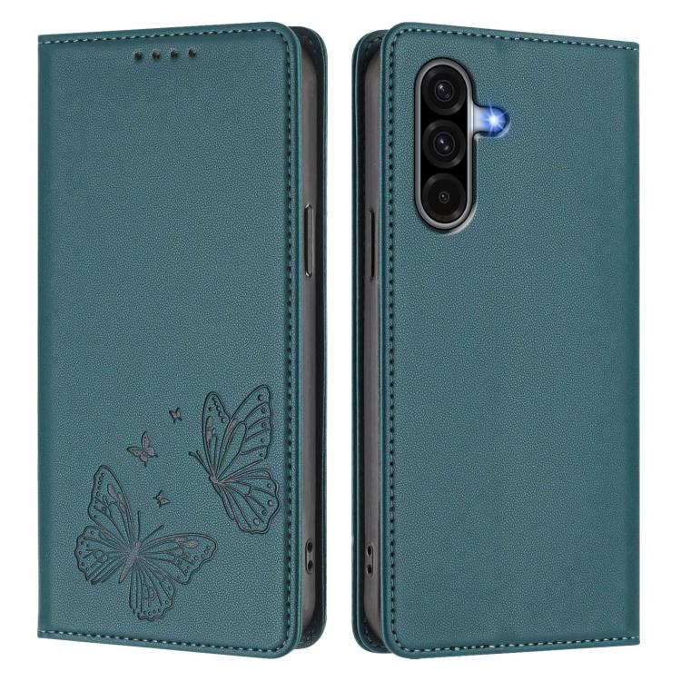 For Galaxy A56 5G / A36 5G Strong Magnetic Dual Butterfly RFID Vegan Leather Phone Case