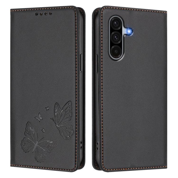 For Galaxy A56 5G / A36 5G Strong Magnetic Dual Butterfly RFID Vegan Leather Phone Case