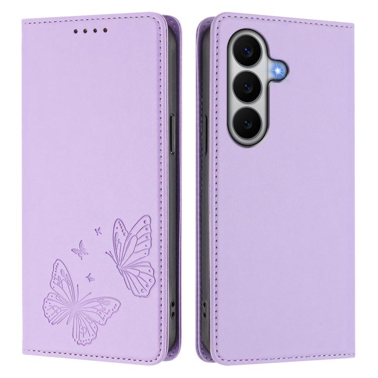 For Galaxy A27 5G Strong Magnetic Dual Butterfly RFID Vegan Leather Phone Case