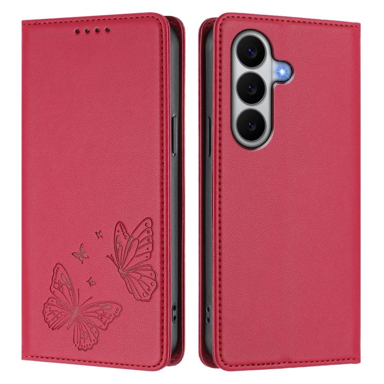 For Galaxy A27 5G Strong Magnetic Dual Butterfly RFID Vegan Leather Phone Case