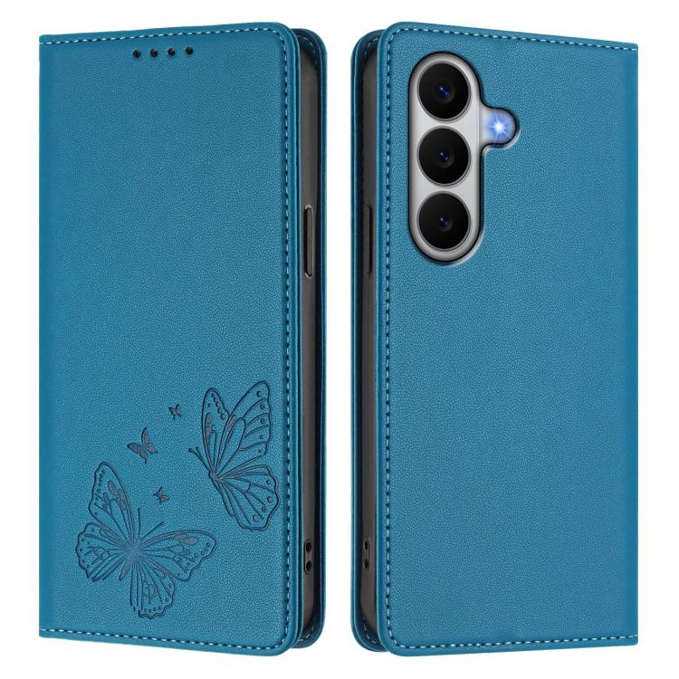 For Galaxy A27 5G Strong Magnetic Dual Butterfly RFID Vegan Leather Phone Case
