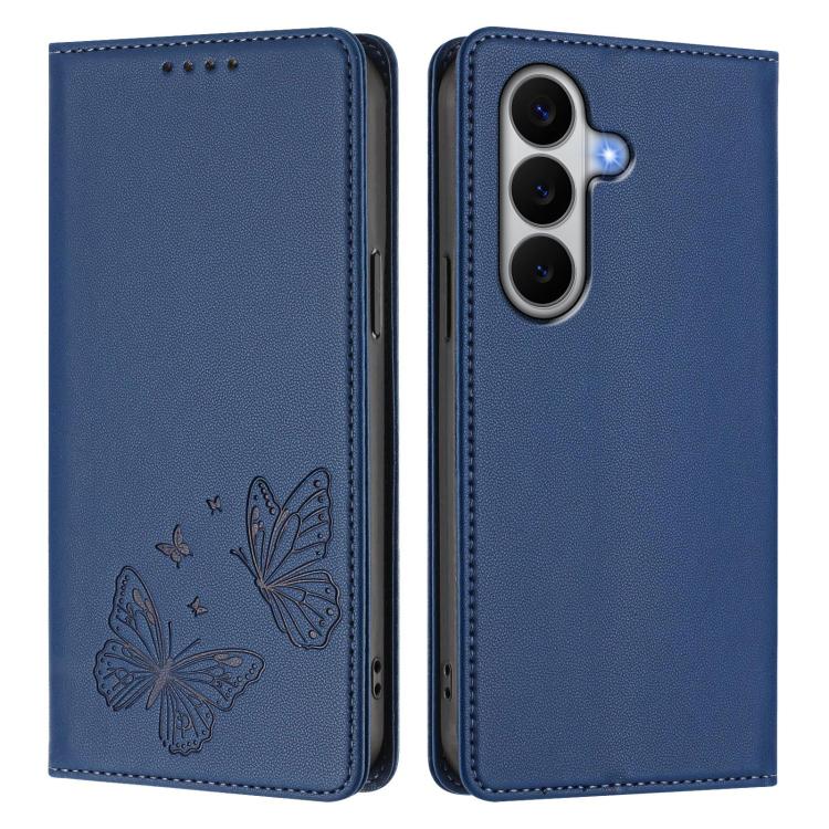 For Galaxy A27 5G Strong Magnetic Dual Butterfly RFID Vegan Leather Phone Case