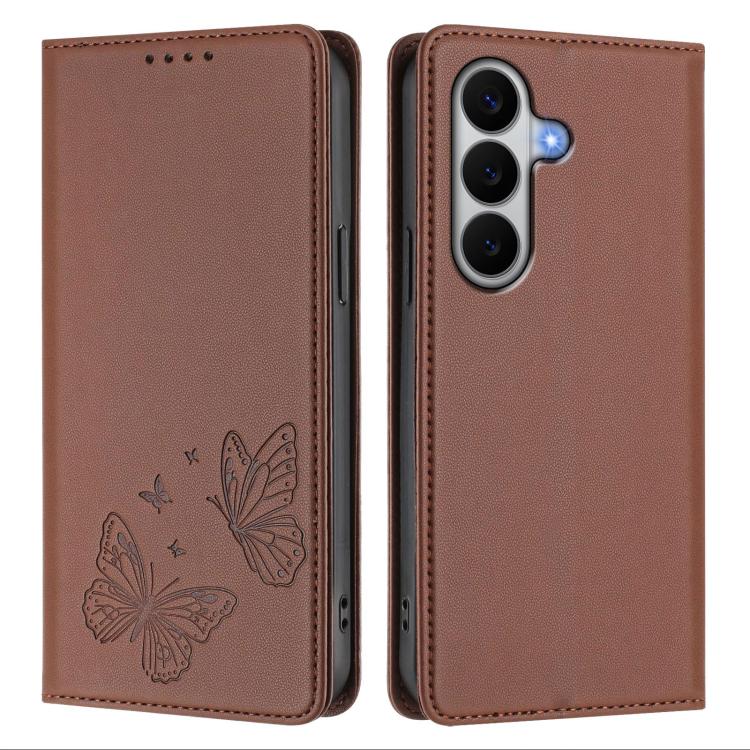 For Galaxy A27 5G Strong Magnetic Dual Butterfly RFID Vegan Leather Phone Case