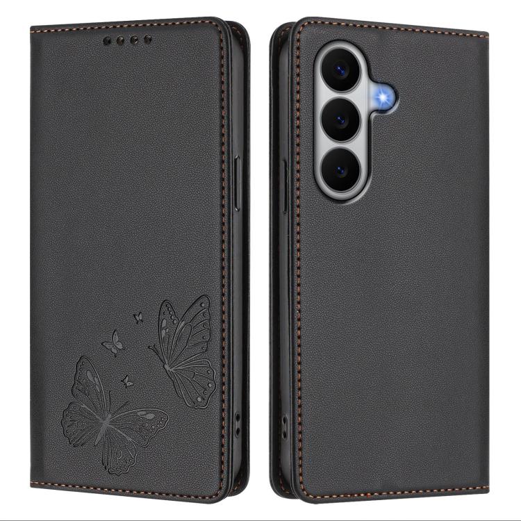 For Galaxy A27 5G Strong Magnetic Dual Butterfly RFID Vegan Leather Phone Case