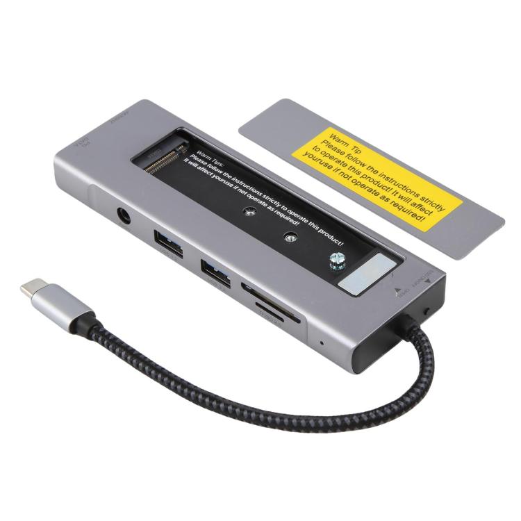 8 in 1 HUB USB-C to M.2 SSD Enclosure + HDTV + 2 x USB 3.2+ Audio + PD + SD/TF Card Reader