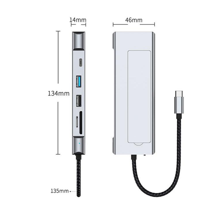 8 in 1 HUB USB-C to M.2 SSD Enclosure + HDTV + 2 x USB 3.2+ Audio + PD + SD/TF Card Reader