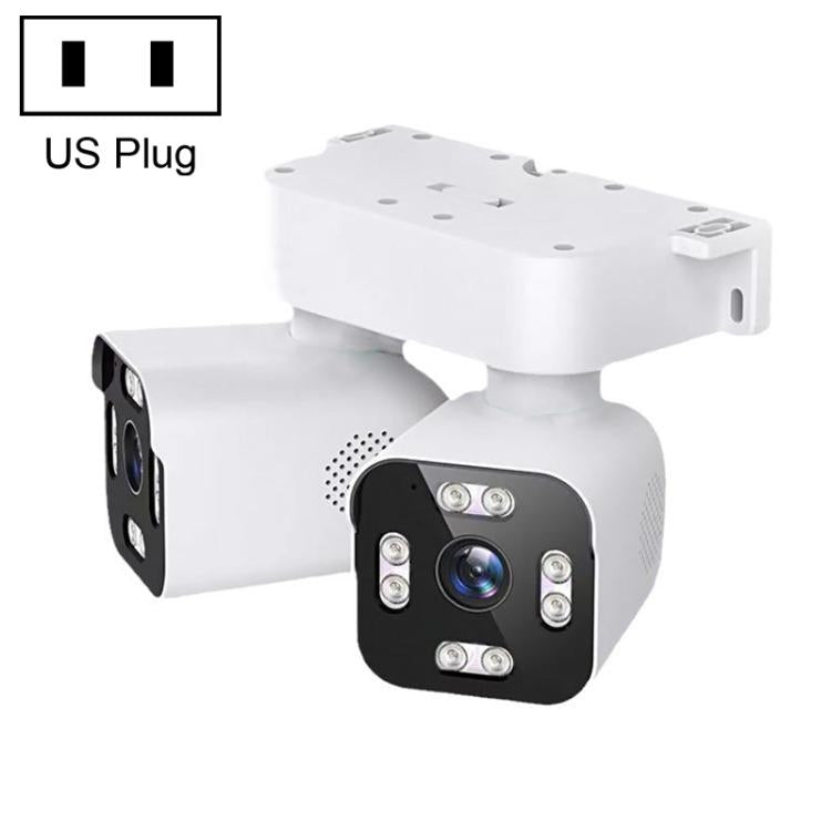 5MP Dual-Lens Dual-Pan Tilt Rotating WiFi Camera, Plug:US Plug - White