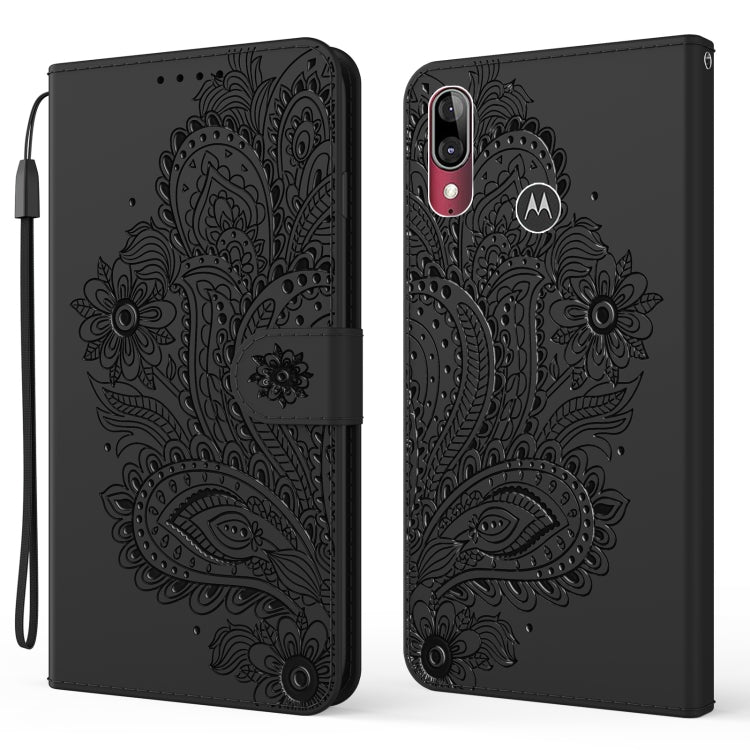 For Motorola Moto E6 Plus Peacock Embossed Pattern Horizontal Flip Leather Case with Holder & Card Slots & Wallet & Lanyard