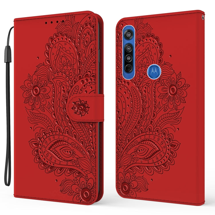 For Motorola Moto G8 Peacock Embossed Pattern Horizontal Flip Leather Case with Holder & Card Slots & Wallet & Lanyard