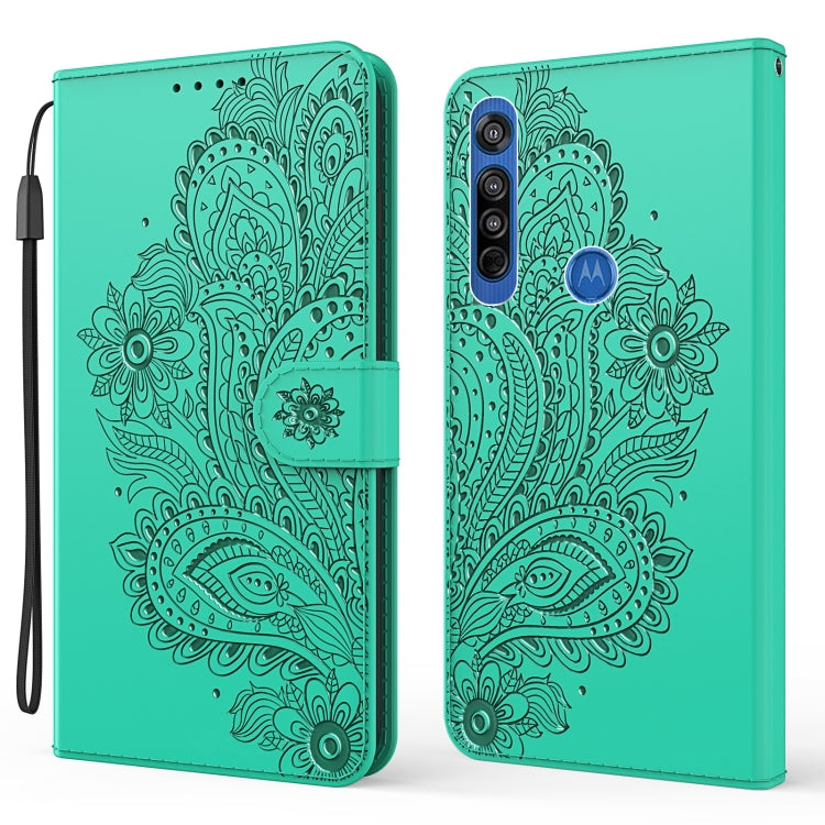 For Motorola Moto G8 Peacock Embossed Pattern Horizontal Flip Leather Case with Holder & Card Slots & Wallet & Lanyard