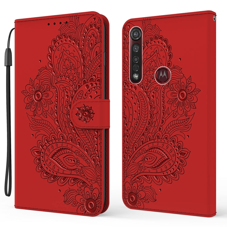 For Motorola Moto G8 Plus Peacock Embossed Pattern Horizontal Flip Leather Case with Holder & Card Slots & Wallet & Lanyard