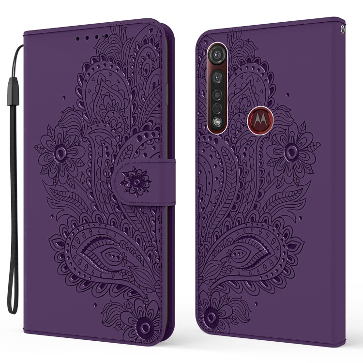 For Motorola Moto G8 Plus Peacock Embossed Pattern Horizontal Flip Leather Case with Holder & Card Slots & Wallet & Lanyard