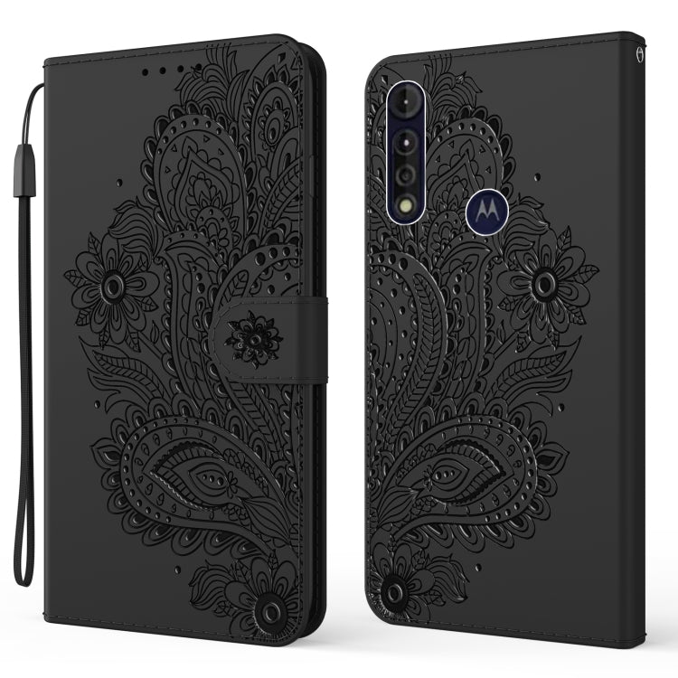 For Motorola Moto G8 Power Lite Peacock Embossed Pattern Horizontal Flip Leather Case with Holder & Card Slots & Wallet & Lanyard
