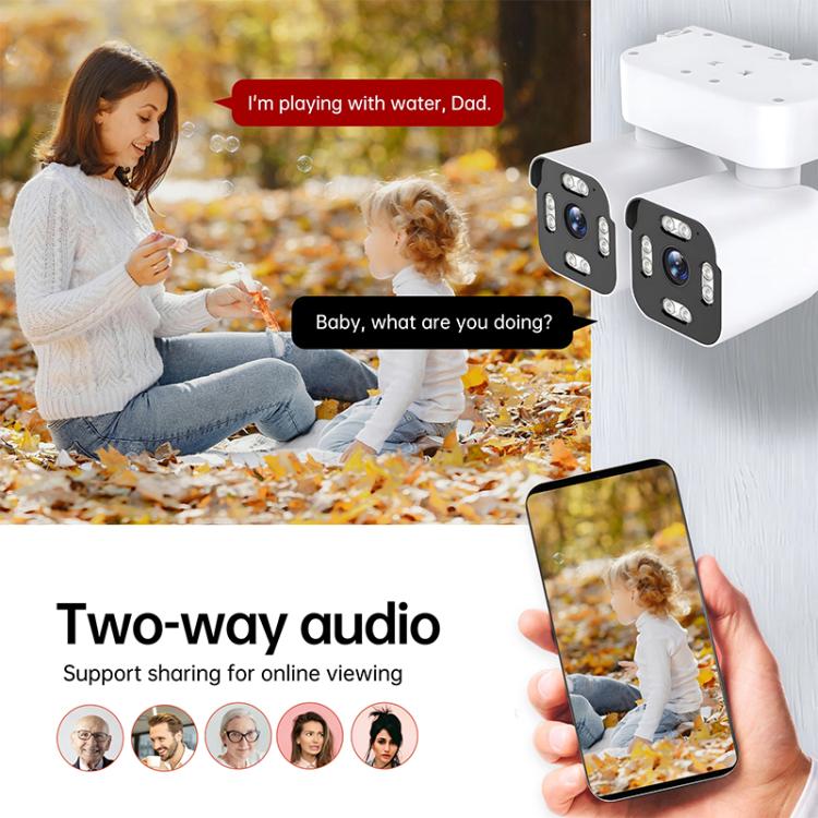 5MP Dual-Lens Dual-Pan Tilt Rotating WiFi Camera, Plug:US Plug - White