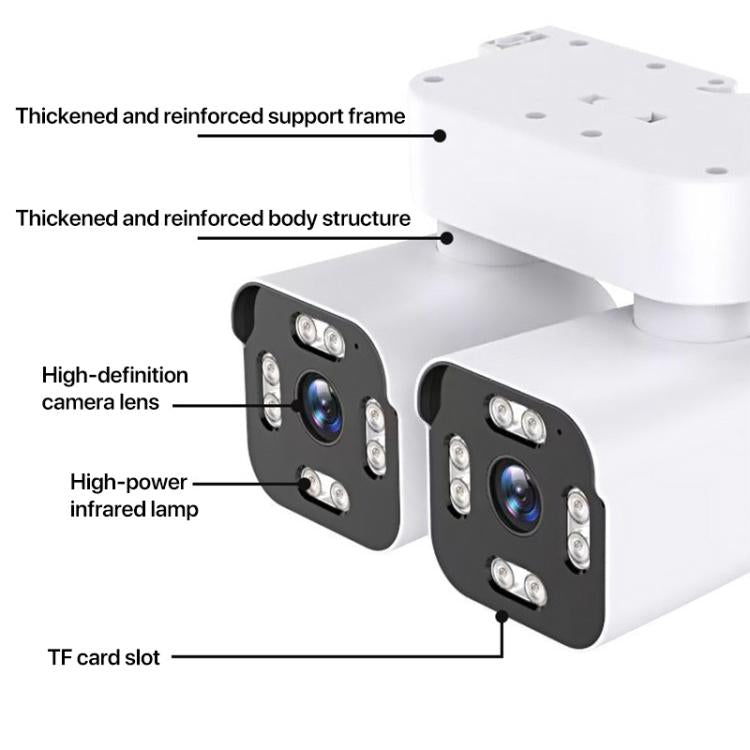 5MP Dual-Lens Dual-Pan Tilt Rotating WiFi Camera, Plug:EU Plug - White