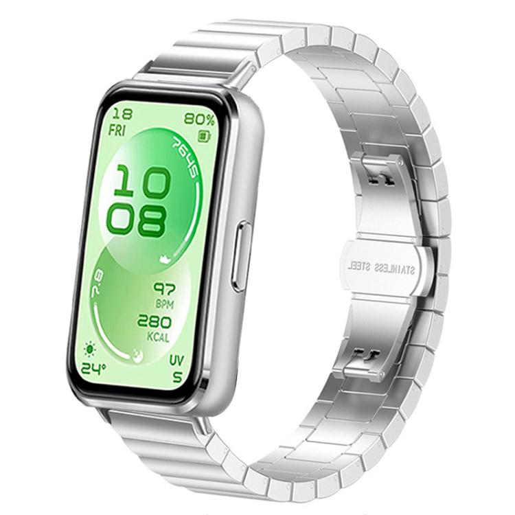 For Huawei Band 11 / Band 11 Pro One Beads Butterfly Buckle Stainless Steel Watch Band