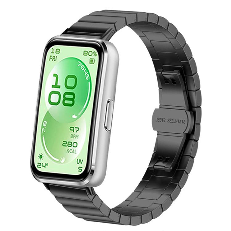 For Huawei Band 11 / Band 11 Pro One Beads Butterfly Buckle Stainless Steel Watch Band