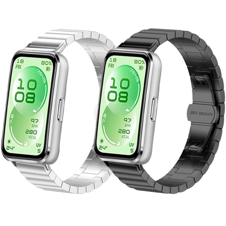 For Huawei Band 11 / Band 11 Pro One Beads Butterfly Buckle Stainless Steel Watch Band