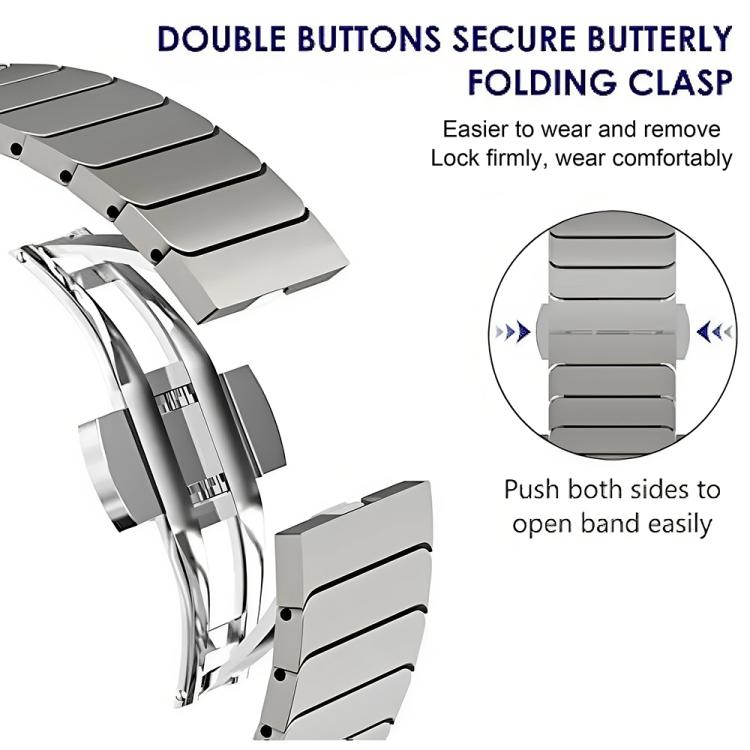 For Huawei Band 11 / Band 11 Pro One Beads Butterfly Buckle Stainless Steel Watch Band