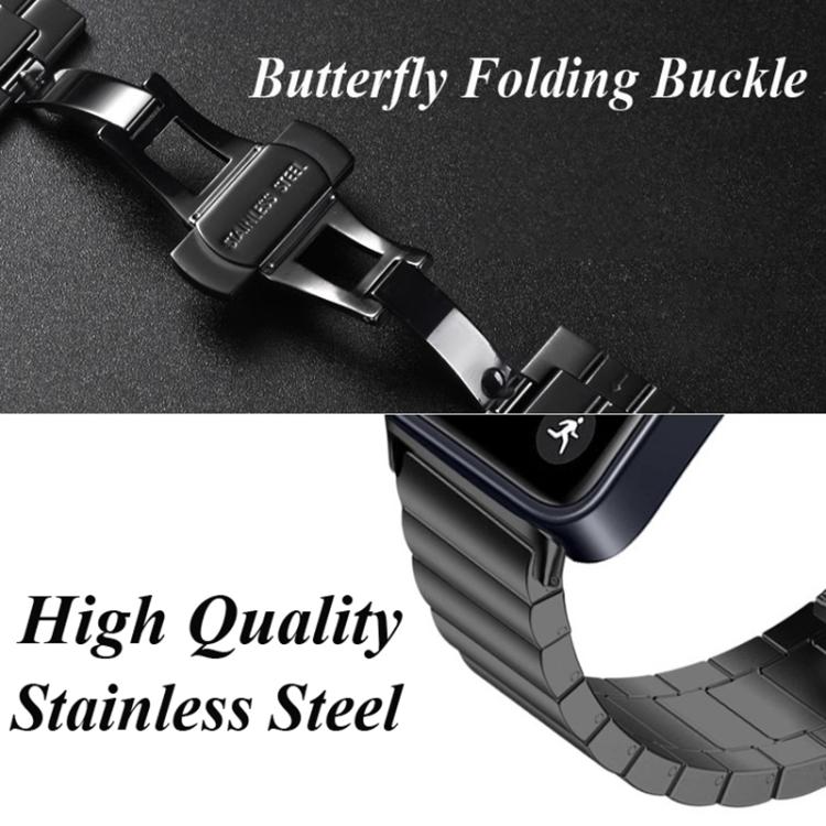 For Huawei Band 11 / Band 11 Pro One Beads Butterfly Buckle Stainless Steel Watch Band