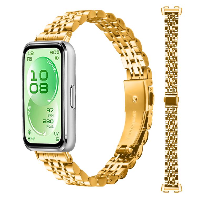 For Huawei Band 11 / Band 11 Pro Seven Beads Folding Buckle Stainless Steel Watch Band