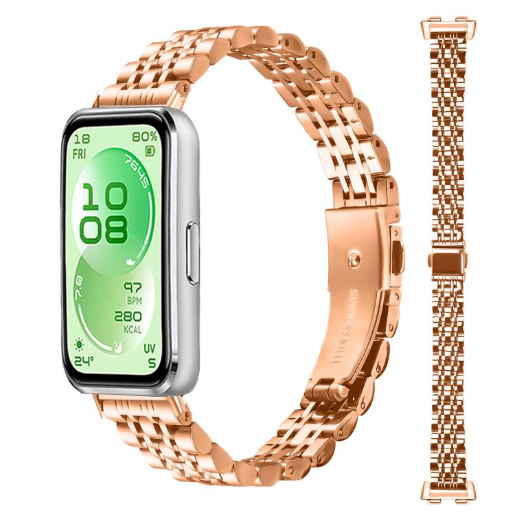 For Huawei Band 11 / Band 11 Pro Seven Beads Folding Buckle Stainless Steel Watch Band