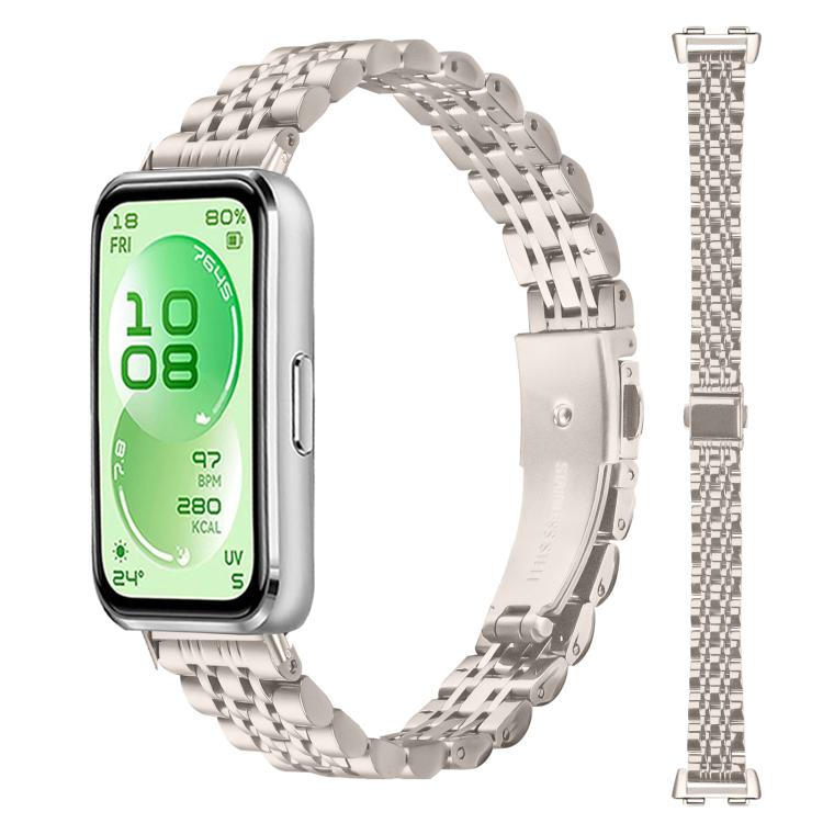 For Huawei Band 11 / Band 11 Pro Seven Beads Folding Buckle Stainless Steel Watch Band