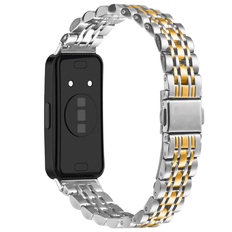 For Huawei Band 11 / Band 11 Pro Seven Beads Folding Buckle Stainless Steel Watch Band