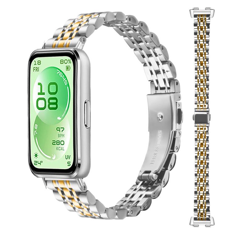 For Huawei Band 11 / Band 11 Pro Seven Beads Folding Buckle Stainless Steel Watch Band