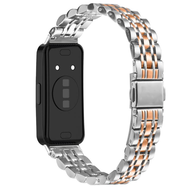 For Huawei Band 11 / Band 11 Pro Seven Beads Folding Buckle Stainless Steel Watch Band
