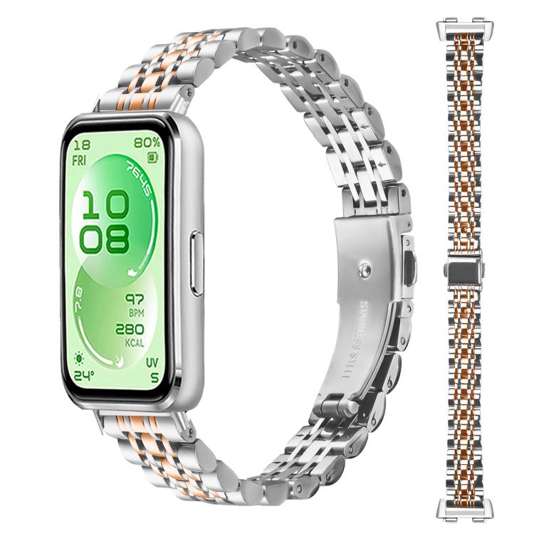 For Huawei Band 11 / Band 11 Pro Seven Beads Folding Buckle Stainless Steel Watch Band