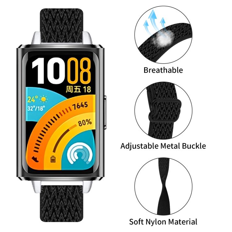 For Huawei Band 11 / Band 11 Pro Buckle Wave Braided Nylon Watch Band