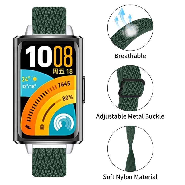 For Huawei Band 11 / Band 11 Pro Buckle Wave Braided Nylon Watch Band