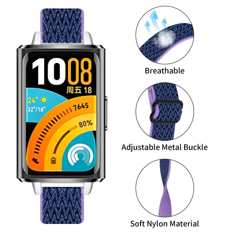 For Huawei Band 11 / Band 11 Pro Buckle Wave Braided Nylon Watch Band