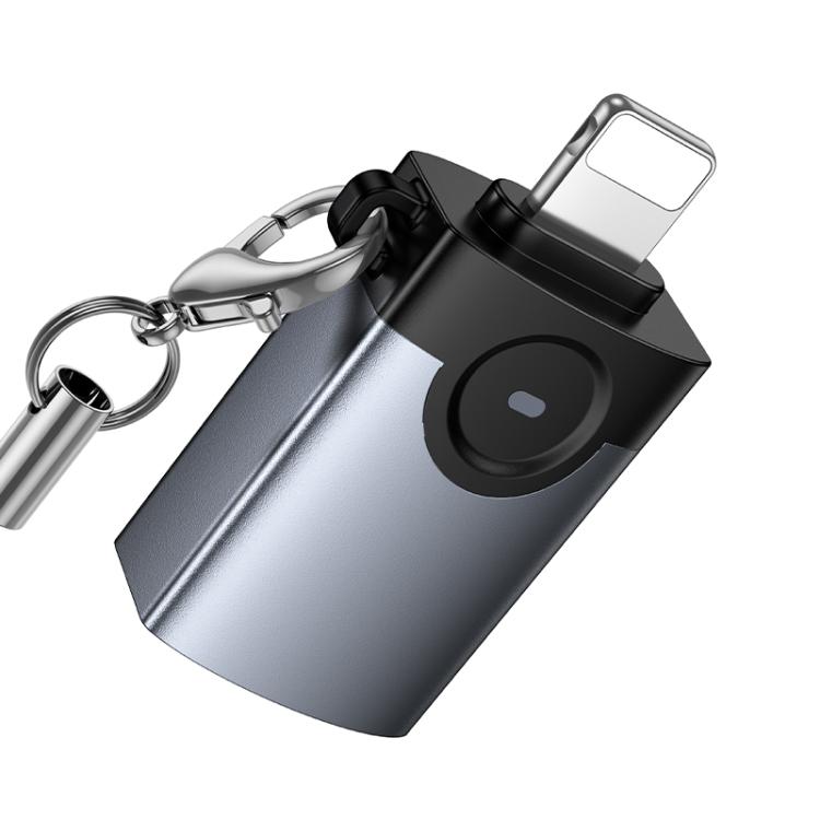 hoco Victory UA46 8 Pin Male to USB Female Adapter - Metal Gray