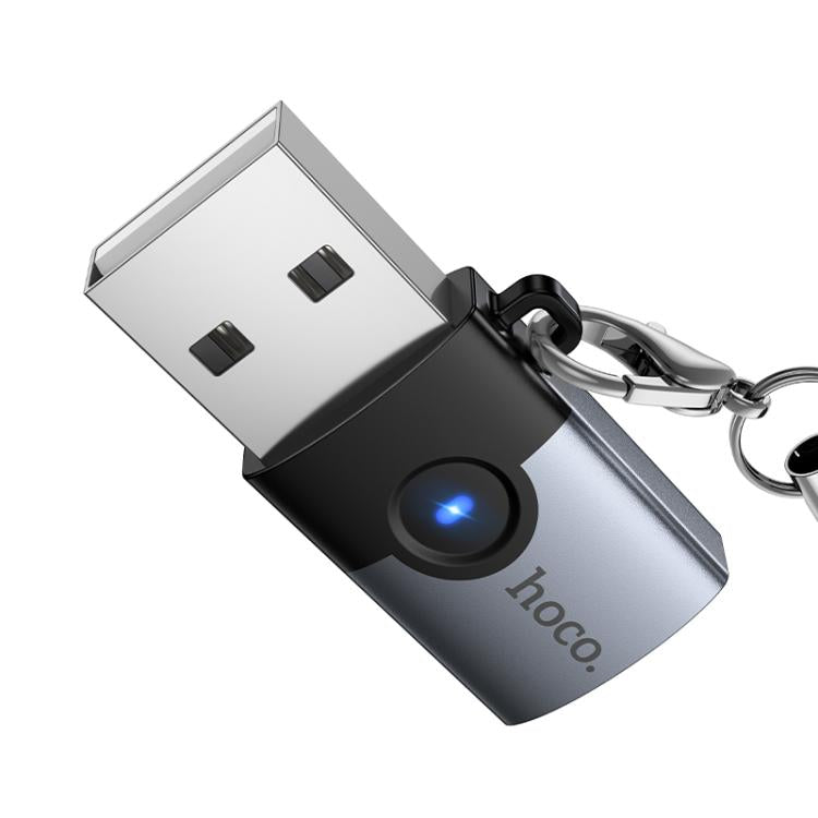 hoco Victory UA46B USB Male to USB-C / Type-C Female Adapter - Metal Gray