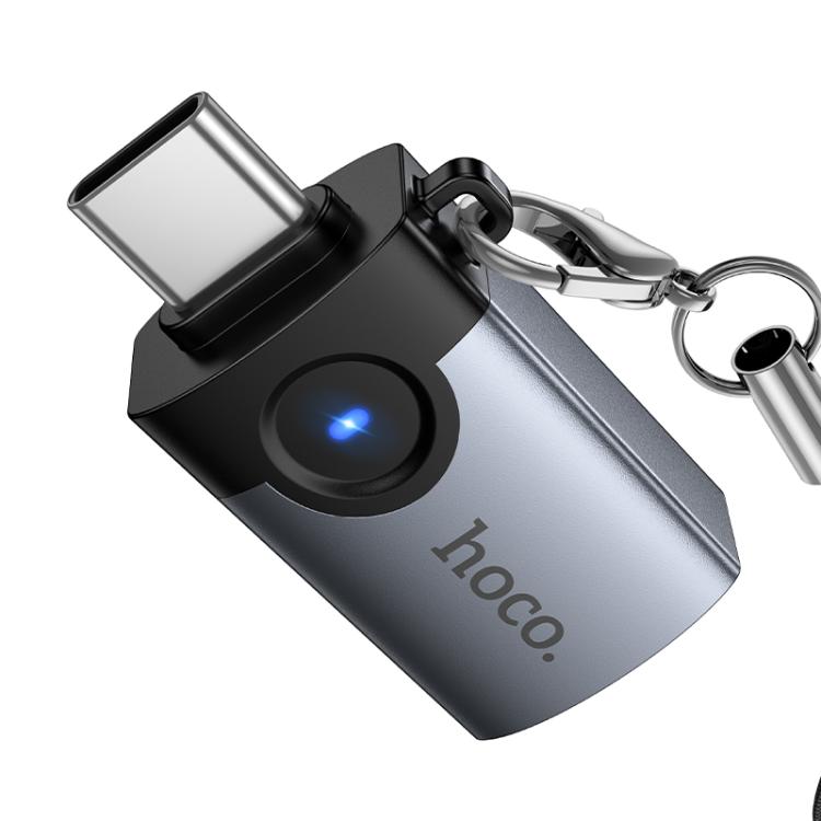 hoco Victory UA46C USB-C / Type-C Male to USB Female Adapter - Metal Gray