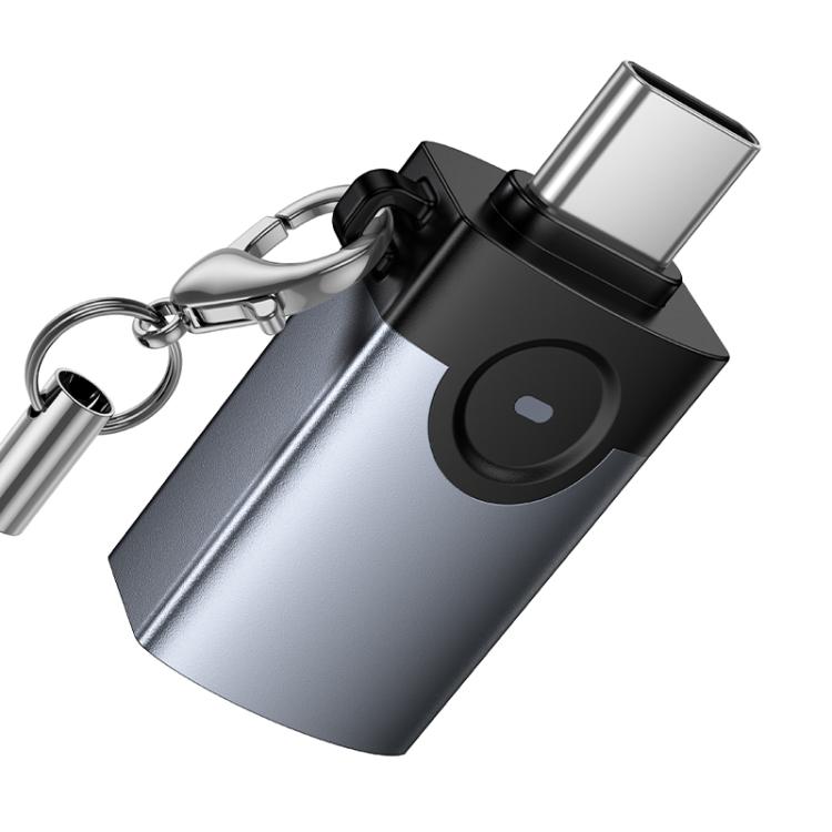 hoco Victory UA46C USB-C / Type-C Male to USB Female Adapter - Metal Gray