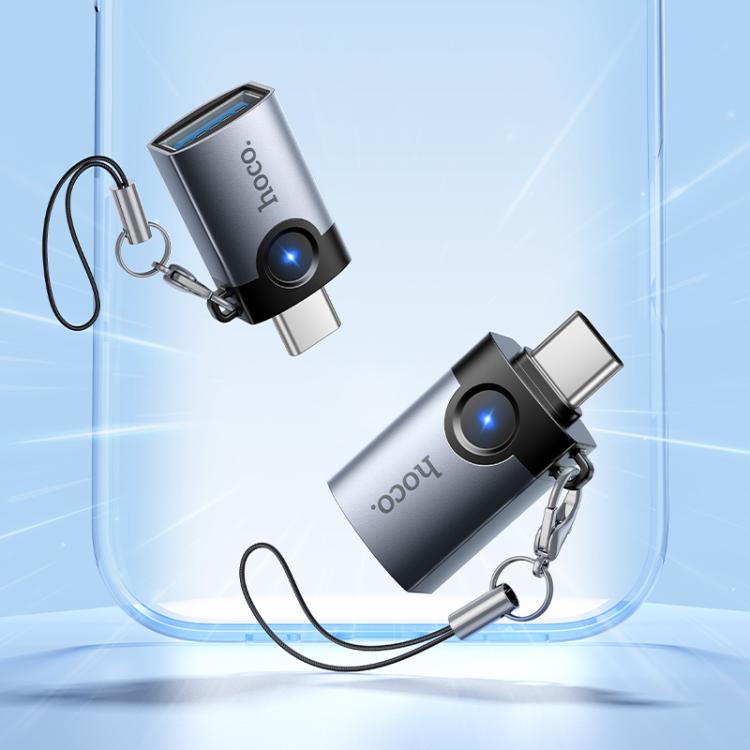 hoco Victory UA46C USB-C / Type-C Male to USB Female Adapter - Metal Gray