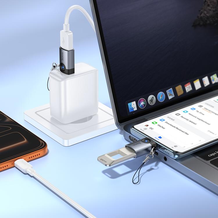hoco Victory UA46C USB-C / Type-C Male to USB Female Adapter - Metal Gray