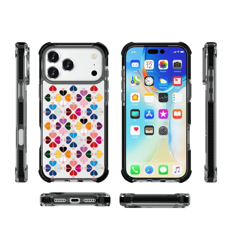 For iPhone 17 Pro Max Acrylic Four-Corner Shockproof Heart Pattern Magnetic Phone Case