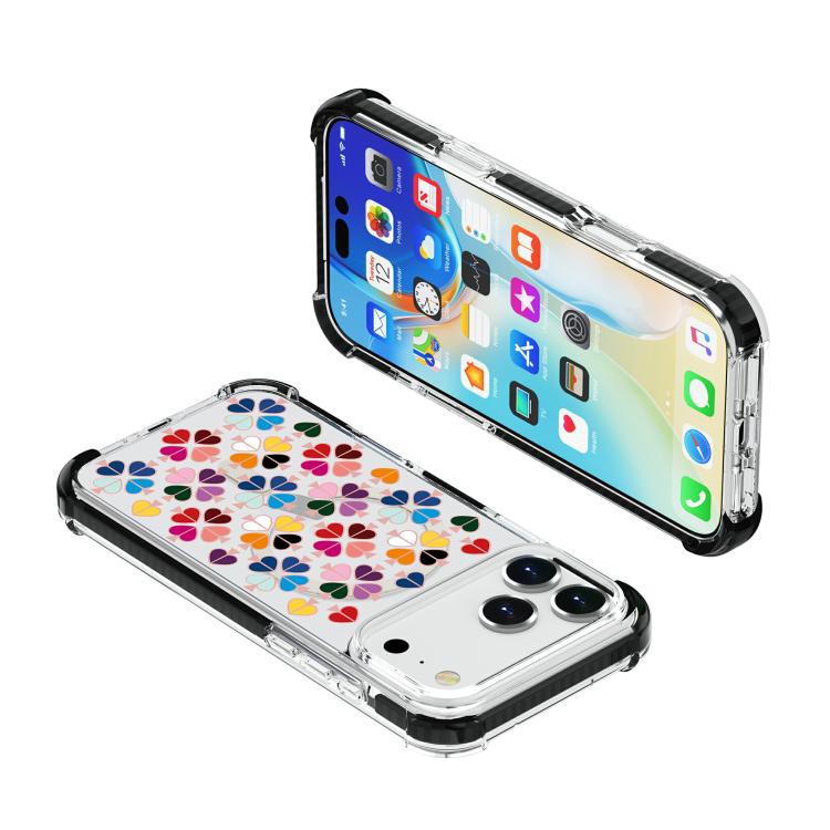 For iPhone 17 Pro Max Acrylic Four-Corner Shockproof Heart Pattern Magnetic Phone Case