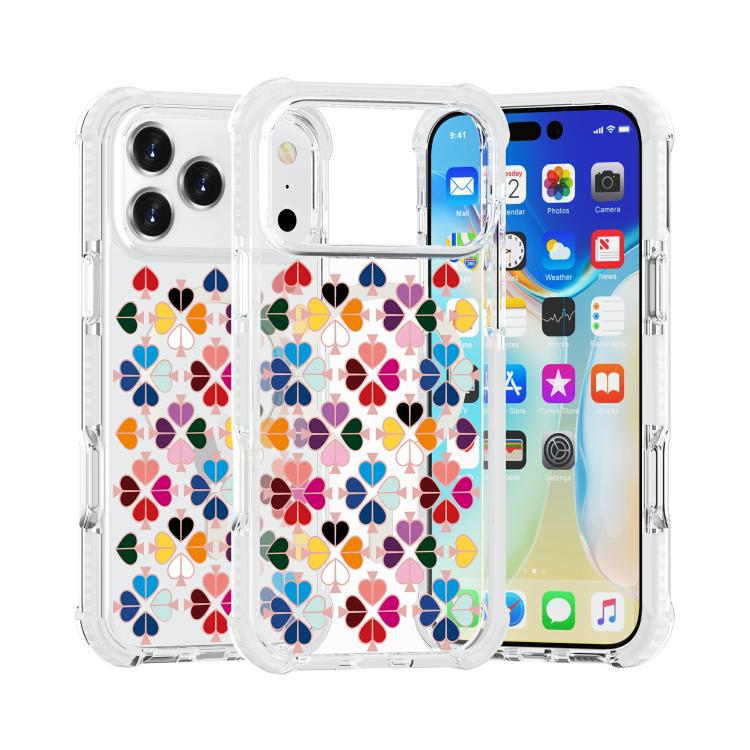 For iPhone 17 Pro Max Acrylic Four-Corner Shockproof Heart Pattern Magnetic Phone Case