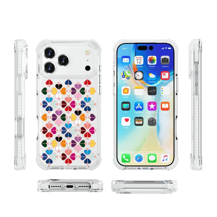 For iPhone 17 Pro Max Acrylic Four-Corner Shockproof Heart Pattern Magnetic Phone Case