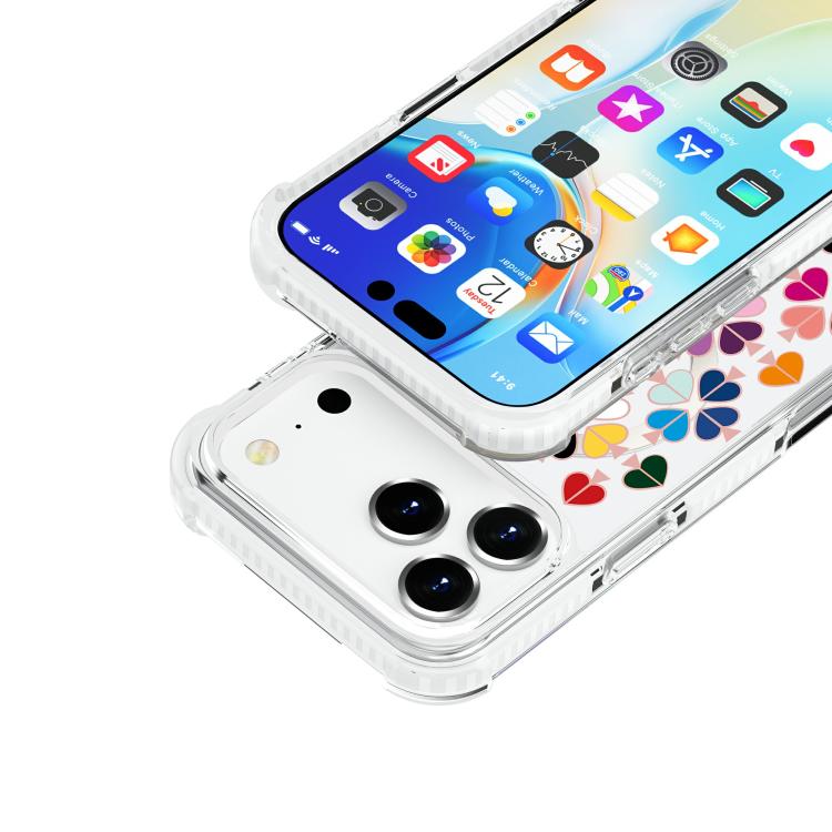 For iPhone 17 Pro Max Acrylic Four-Corner Shockproof Heart Pattern Magnetic Phone Case
