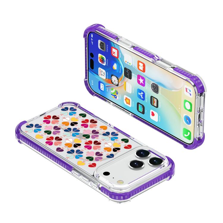 For iPhone 17 Pro Max Acrylic Four-Corner Shockproof Heart Pattern Magnetic Phone Case