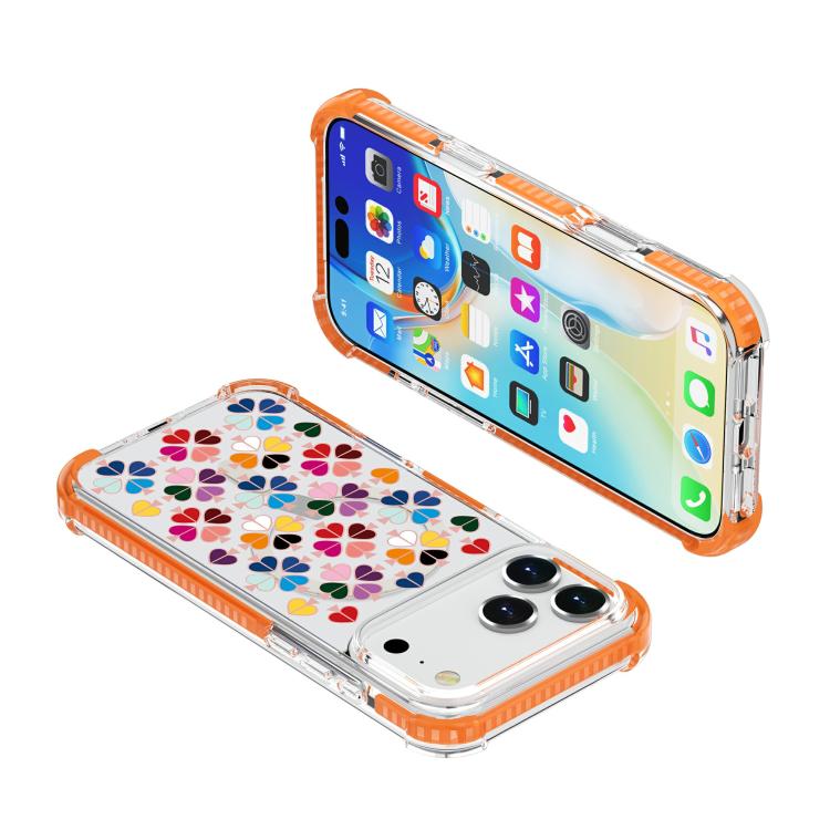 For iPhone 17 Pro Max Acrylic Four-Corner Shockproof Heart Pattern Magnetic Phone Case